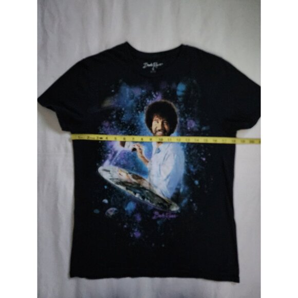 Bob Ross Men's Unisex Adult Painting Galaxy Space Graphic Print Tee Black Small - Picture 6 of 8